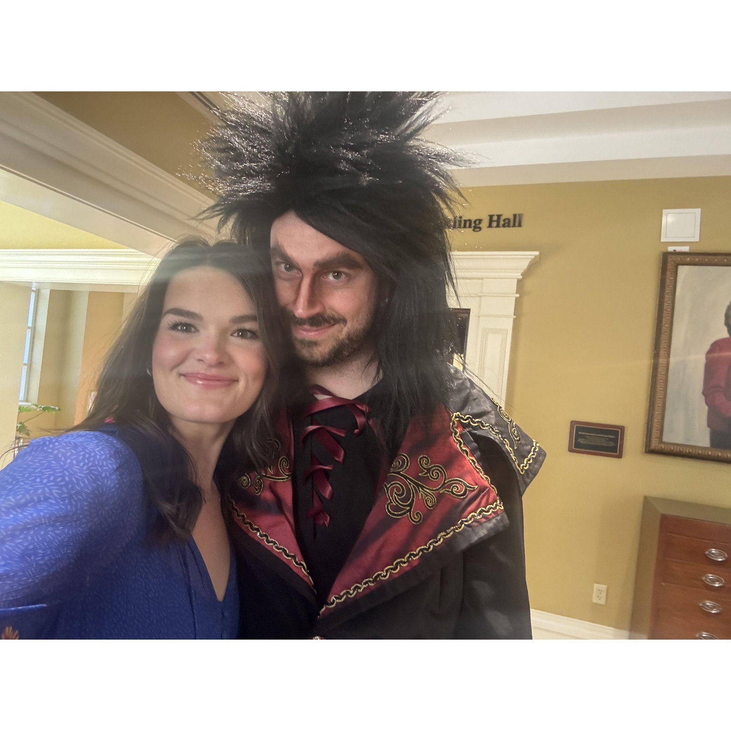 Joel starring as "Argante" in an opera in Macon. Caroline is very thankful that the wig was left in Macon.