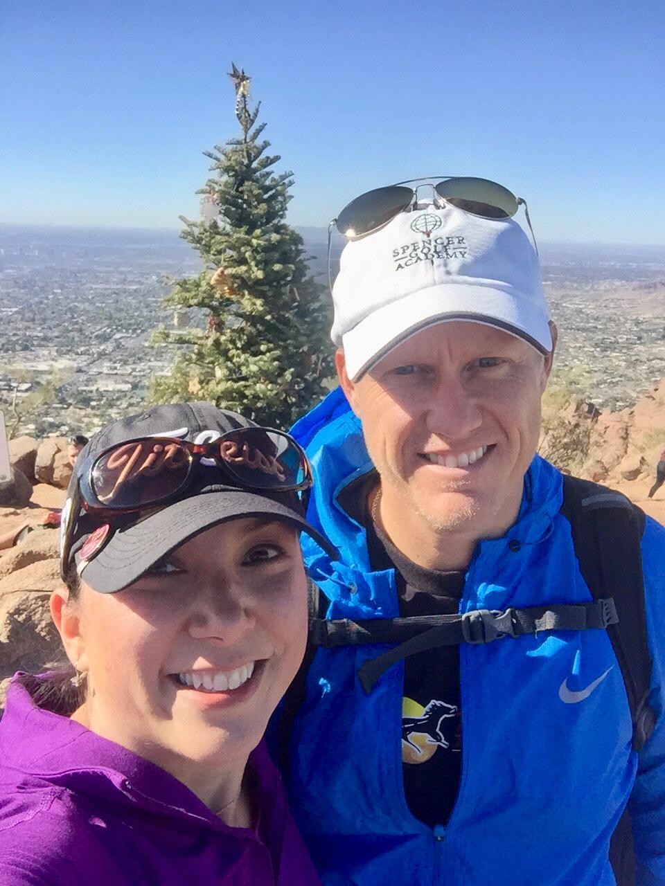 We made it! Getting festive at the top of Camelback Mountain for our first trip together to Arizona.