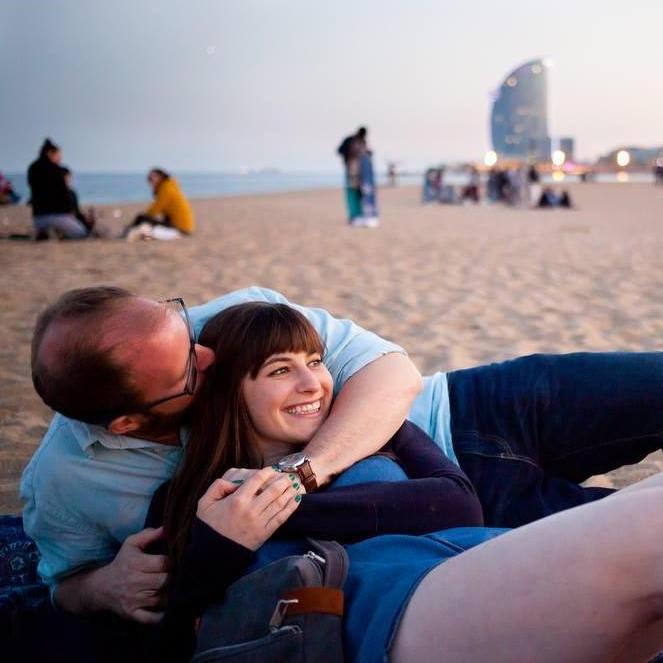 After haggling to buy a beach blanket in Barcelona, Spain. 2017
