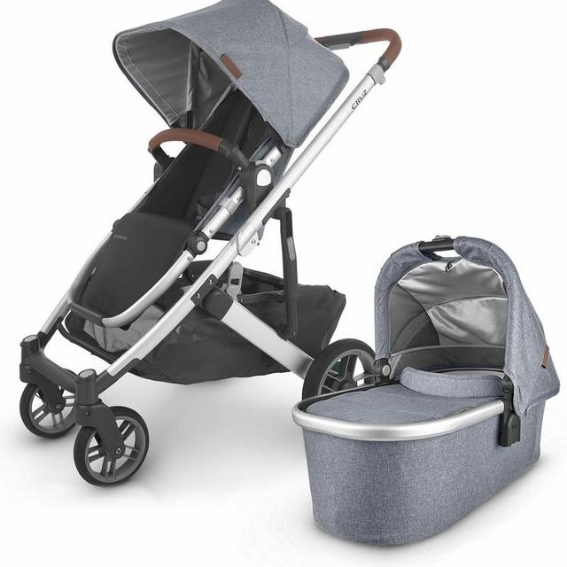 UPPAbaby 2020 Cruz V2 Stroller & Bassinet - Gregory (Blue Mélange/Silver/Saddle Leather)