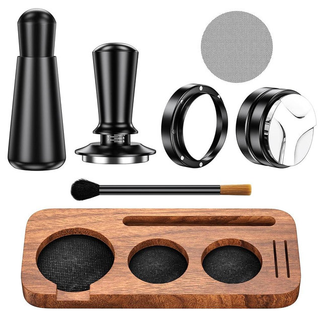 7 Pack Espresso Accessories Kit,51mm Espresso Tool Kit | Espresso Tamping Station | Coffee Distributor Tamper | WDT Tool | Dosing Funnel | Expresso Puck Screen | Christmas Gift for Espresso Lovers