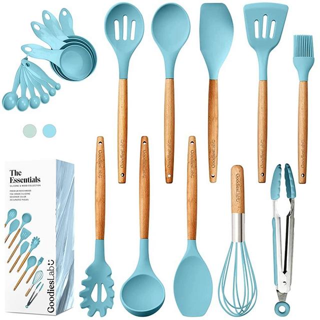 Blue Kitchen Utensils Set, 20 Silicone Cooking Utensils Set, Spatula Set Kitchen Set Wooden Kitchen Utensils, Silicone Kitchen Utensils Set, Silicone Utensil Set Silicone Spatula Kitchen Tools
