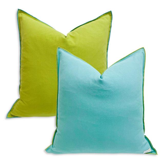 Laura Park Designs Blue/Green Two-Toned Decorative Pillow, 22" x 22"