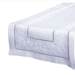 Jardin Classic Linen Table Runner - white