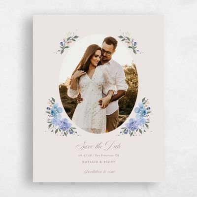 Light Greige, Blue Wedding Save the Date - Reagan Photo