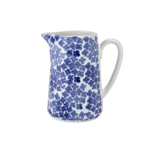 viva by Vietri Santorini Flower Drink Pitcher, 7.75"H, 56 Ounces Earthenware Water Beverage Cocktail Jug