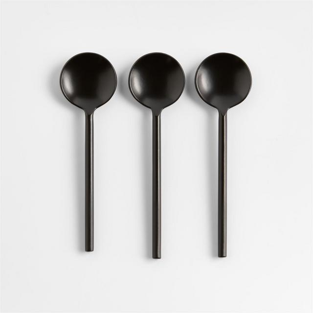 Black Metal Mini Appetizer Spoons, Set of 3