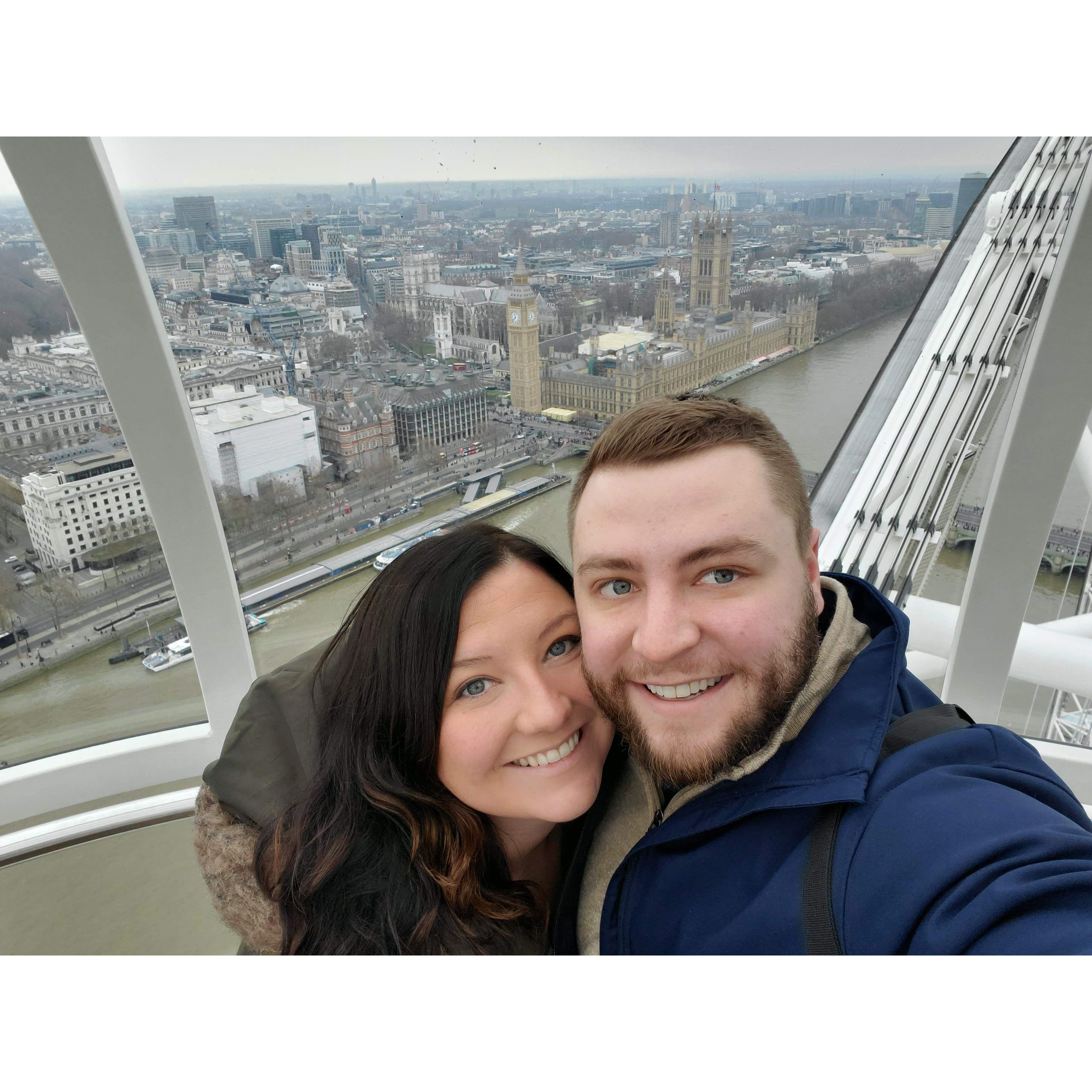 On the London Eye! Being able to see all of London from that view was truly breathtaking.