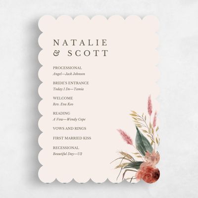 Beige Scalloped Wedding Program - Monahan