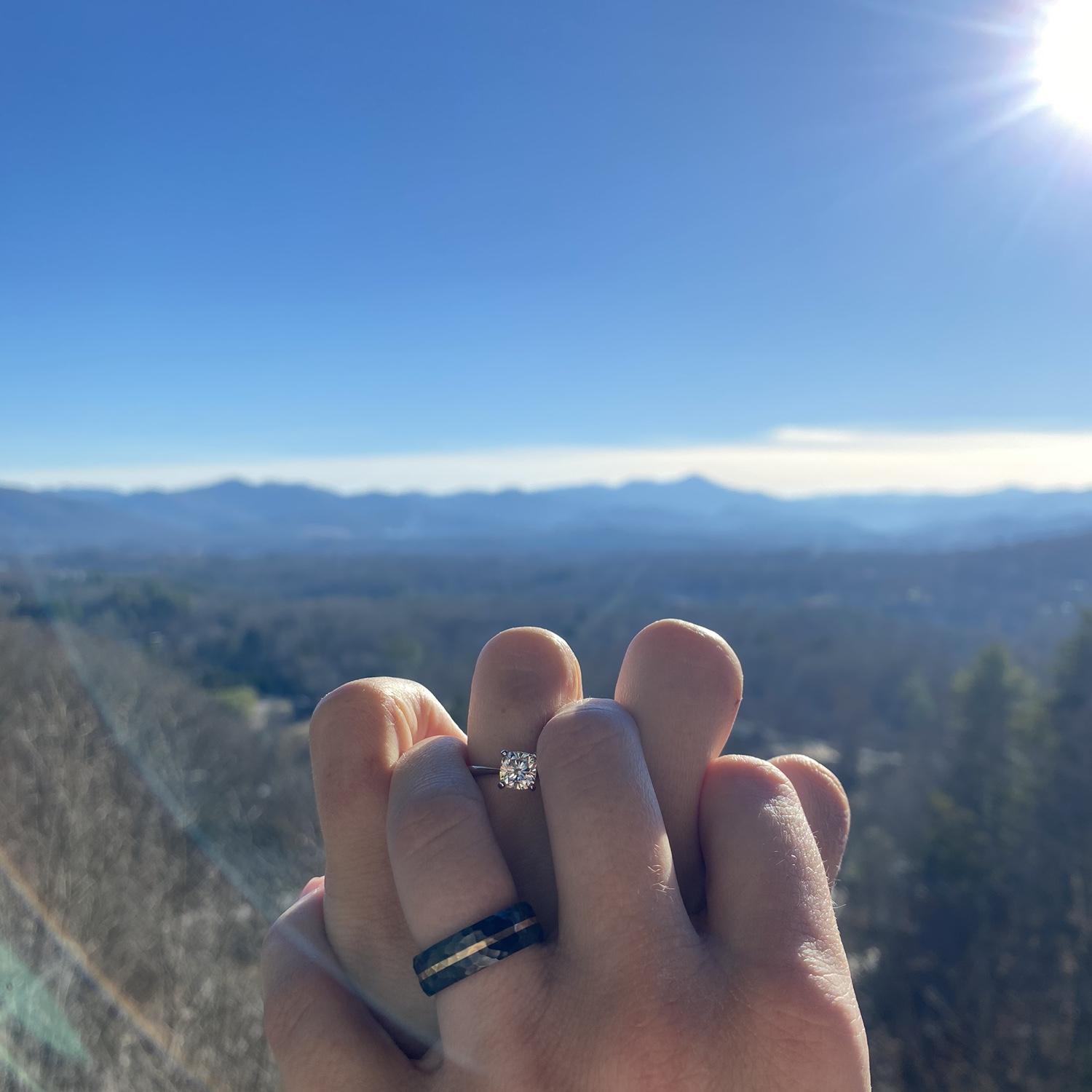 Our rings right after Stephi proposed on our visit to Asheville!