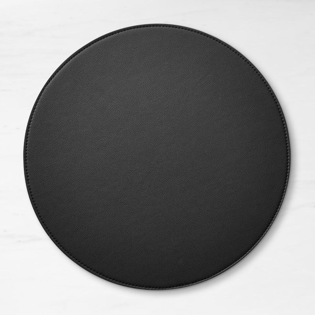 Faux Shagreen Round Placemat, Black