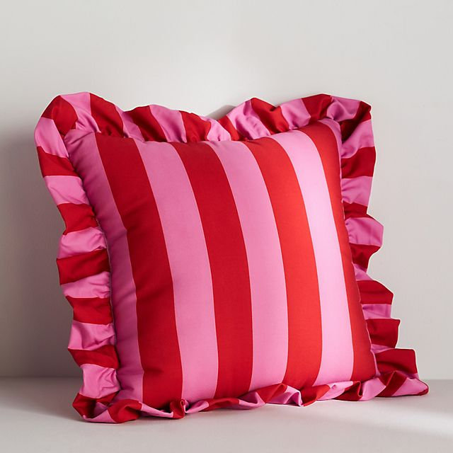 Maeve by Anthropologie Striped Ruffle Indoor/Outdoor Pillow