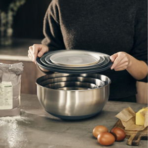 Prep&Store 8-Piece Stainless Steel Mixing Bowl Set with Lids