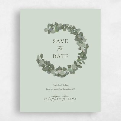 Light Sage, Green Wedding Save the Date - Bransford Portrait