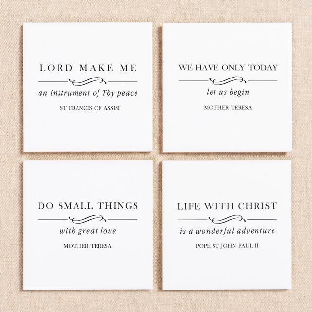 Black & White Saint Quote Coasters - Set of 4