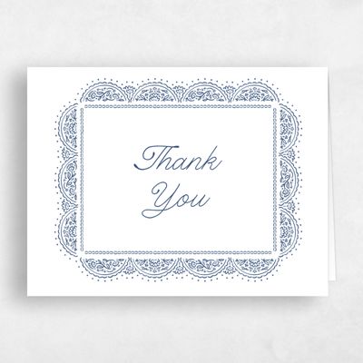 Dark Cobalt, White Wedding Thank You - Carmel Landscape