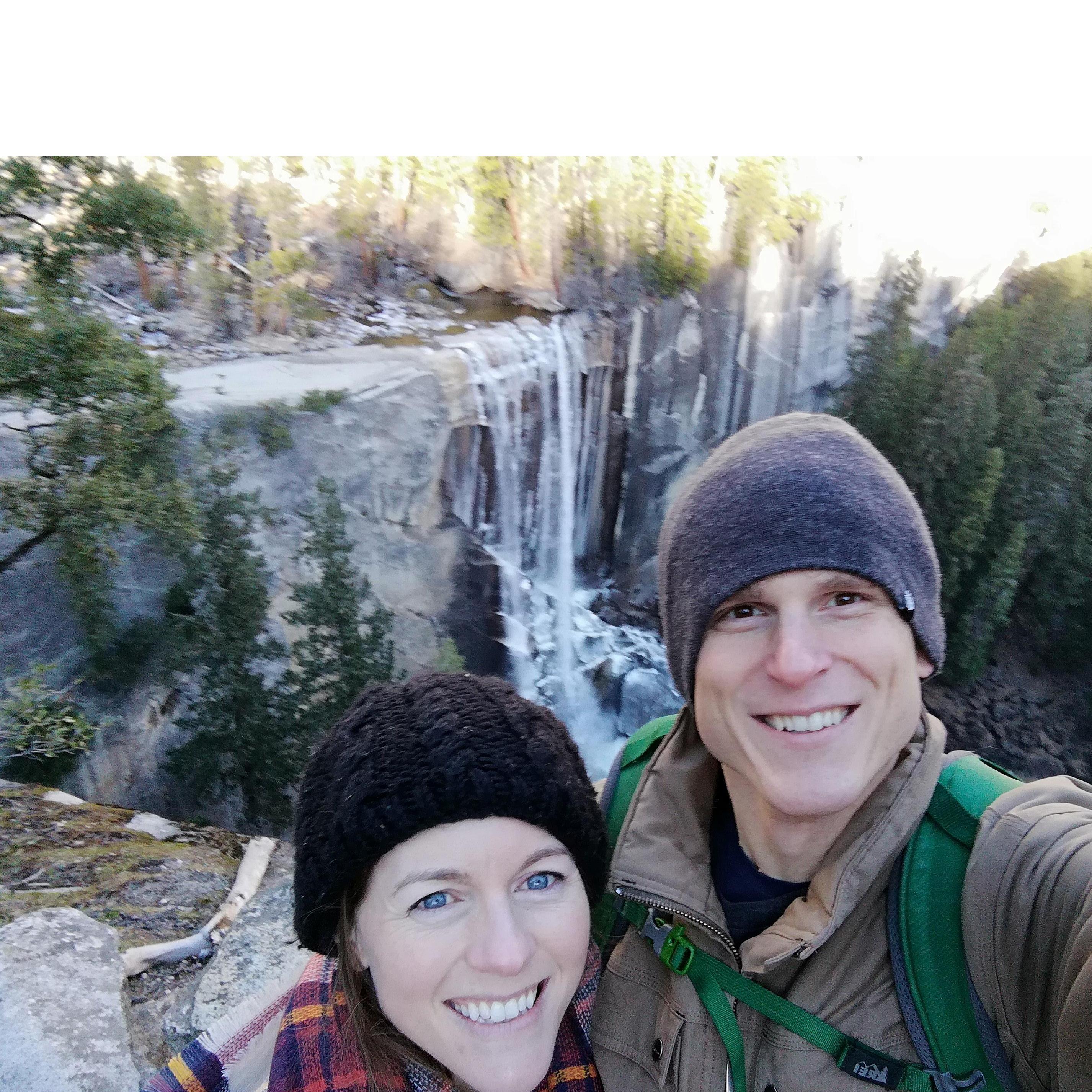 Hiking in Yosemite! Vernal falls in the background