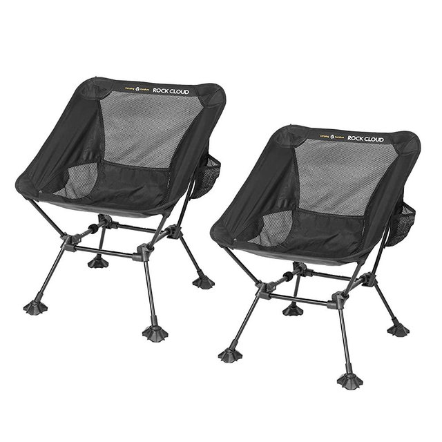 Rock Cloud 2 Pack Portable Camping Chair Ultralight Folding Chairs Outdoor for Camp Hiking Backpacking Lawn Beach Sports, Black