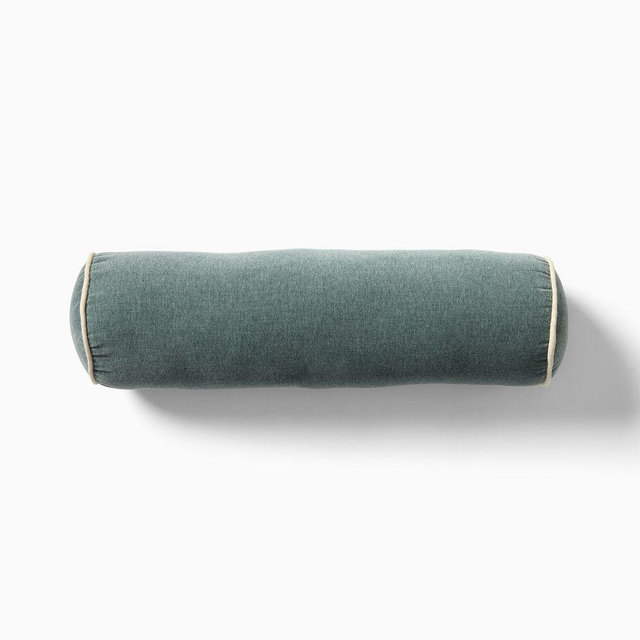 Cotton Velvet Bolster Pillow, 6x20, Ocean