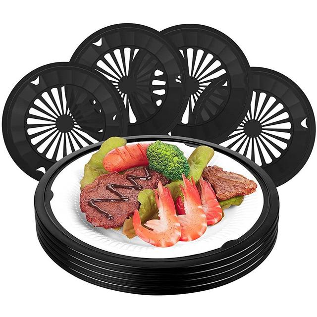 Plastic Paper Plate Holders 10.34 Inch Reusable Paper Plate Holders Round Plate Holder Bright Colors Paper Plate Dispenser with Snap in Grooves for 9 Inch Paper Plates Party (24, Black)