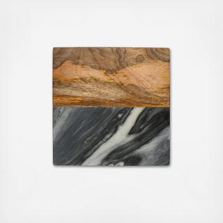 Marble & Acacia Wood Coaster, Set of 4