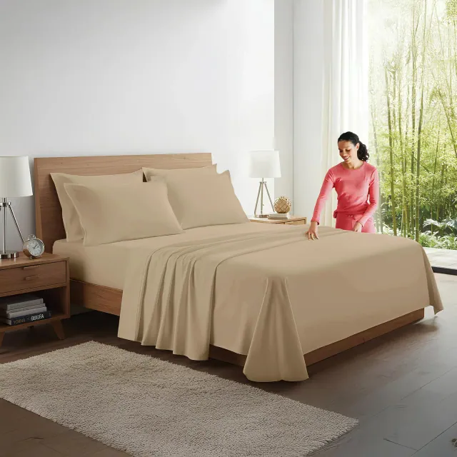 Kickoff Viscose Bamboo Sheets King Size 4-pc Organic Bamboo Viscose Bed Cooling Sheets King Size Set Flat, Fitted, Pillowcases
