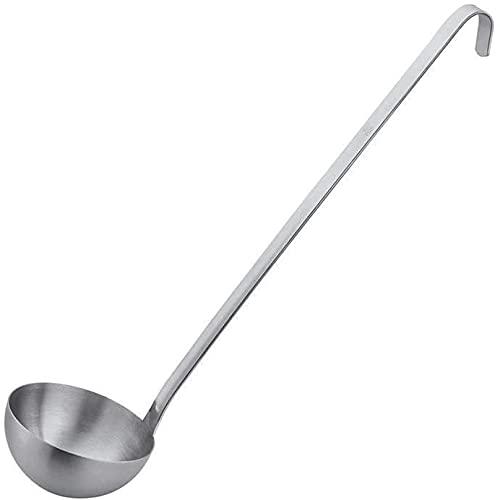 Vollum 1-Piece Ladle Heavy Duty Thick Stainless Steel - 6 Ounce (3.6" Bowl Diameter, 12.1" Handle Length)