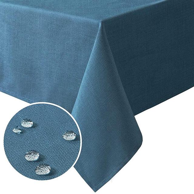 Linen Textured Table Cloths Rectangle 54 x 108 Inch Premium Solid Tablecloth Spill-Proof Waterproof Table Cover for Dining Buffet Feature Extra Soft and Thick Fabric Wrinkle Free, Ink Blue