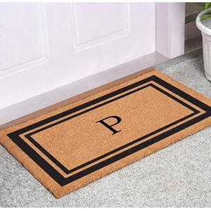 Calloway Mills 152961830P Black Border 18" x 30" Monogram Doormat, (Letter P)