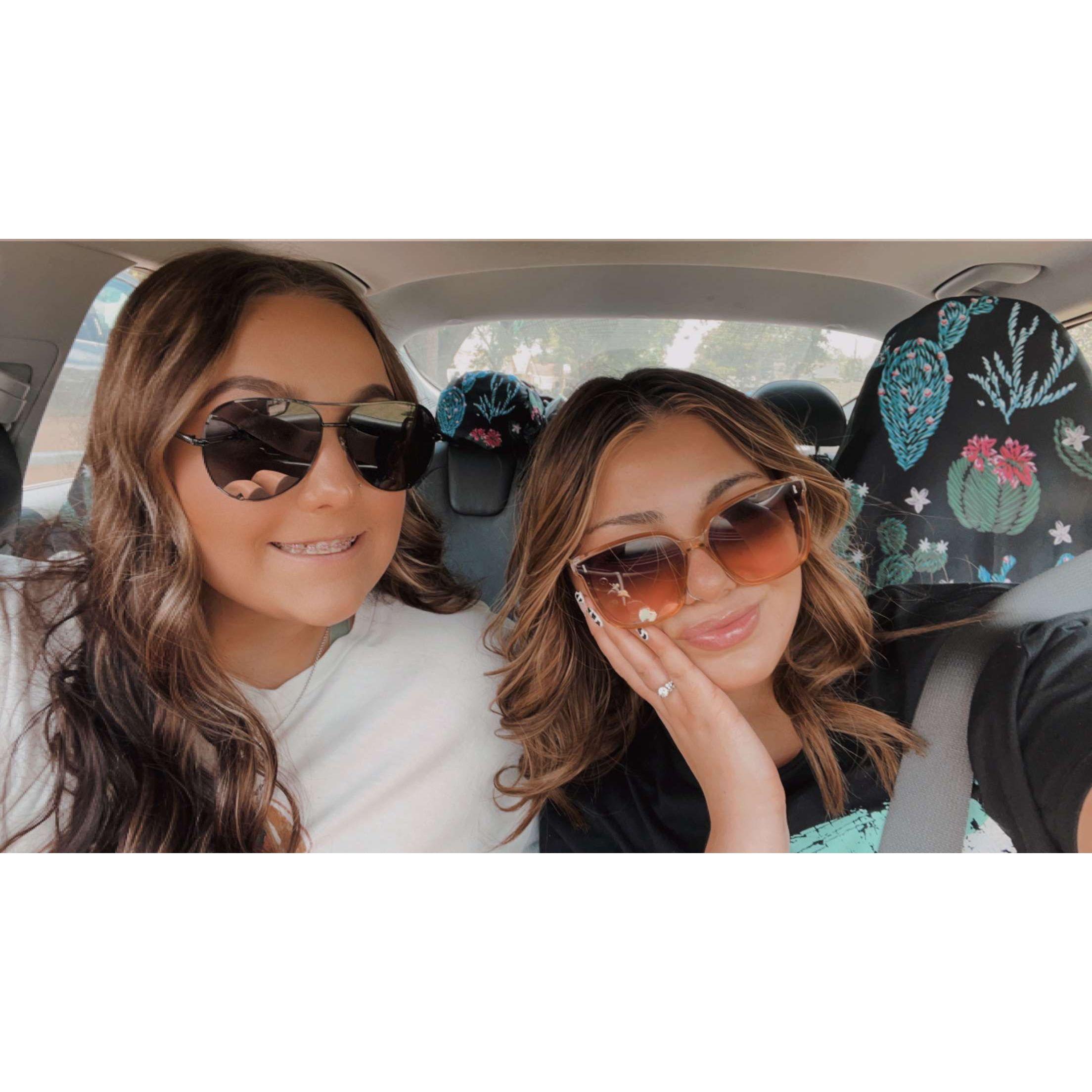 Maddie and her maid of honor Courtney when she came to Texas for the first time!