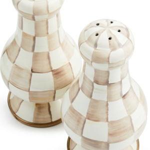 Mocha Check Large Salt and Pepper shakers