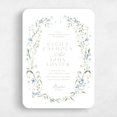 Blue Rounded Wedding Invitation - Tansy Portrait