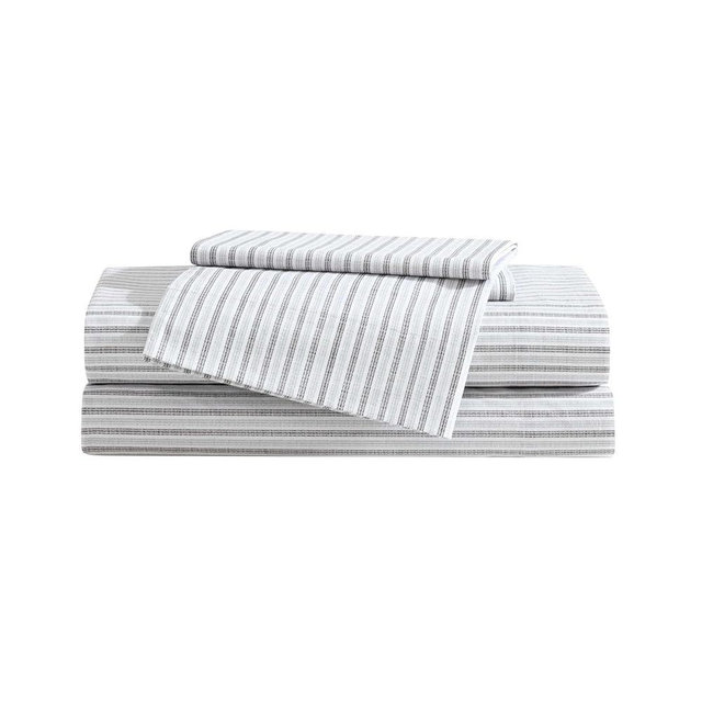Eddie Bauer - King Sheet Set, Cotton Percale Bedding Set, Super Soft and Bedding Set, Oeko-Tex Certified (Ticking Stripe Grey, King)