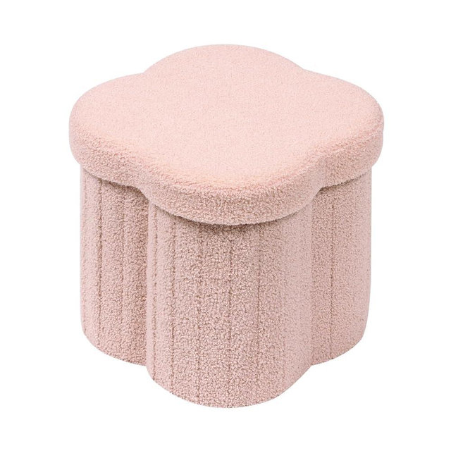 B FSOBEIIALEO Storage Ottoman Cube, Flowers Shaped Ottomans with Storage Foot Stool Footrest for Lving Room, Boucle Ottoman Seat for Dorm Room,Faux Teddy Fur, Pink 12.6"x12.6"x12.6"