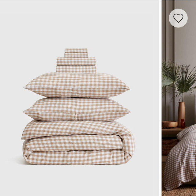 European Linen Deluxe Bedding Bundle - King - Cafe Gingham