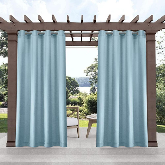 Exclusive Home Curtains GT Light Filtering Solid Cabana Grommet Top Curtain Panel Pair, 54x84, Blue