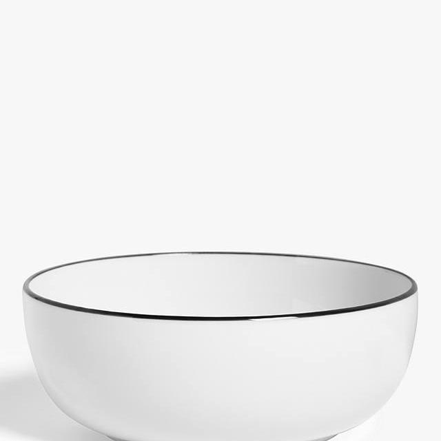 ANYDAY John Lewis & Partners Dine Rim Cereal Bowl, 16cm, White/Black