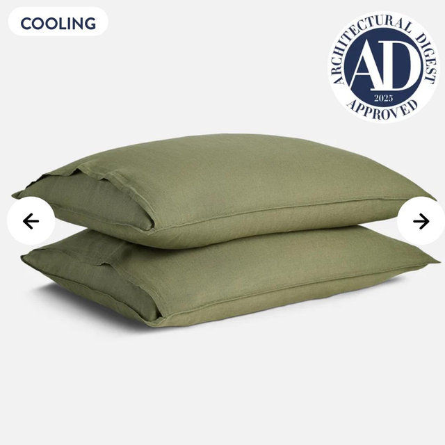 Washed European Linen Pillowcase Set (Standard in Fresh Moss)