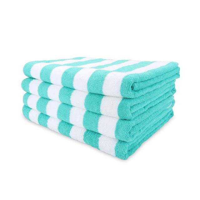 Arkwright Oversized Beach Towels (35x70, 4-Pack), Ringspun Cotton Double Yarn Strength, Perfect Green Striped Pool Towel, Beach Towel, Bath Towel