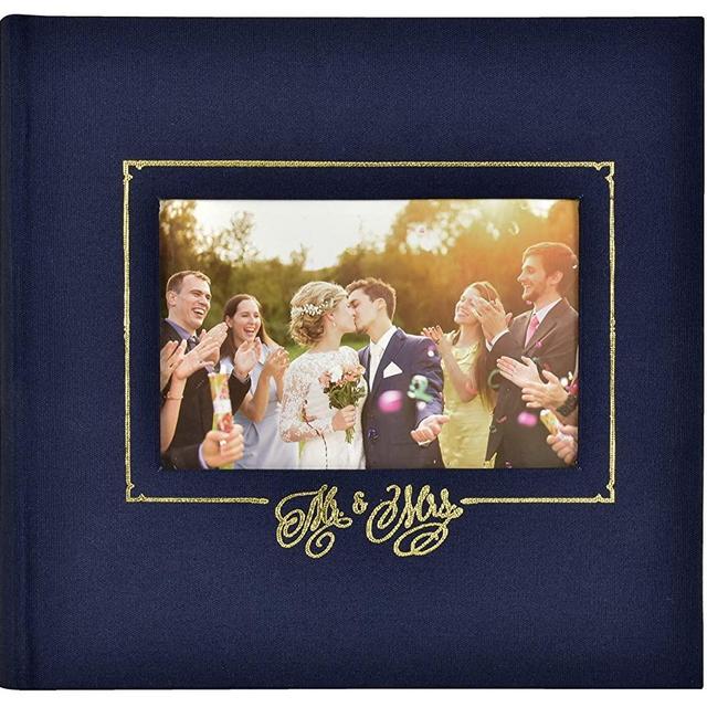 MCS MBI 860157 Mr. & Mrs. Wedding Photo Album, 8.5 x 8.5, Navy
