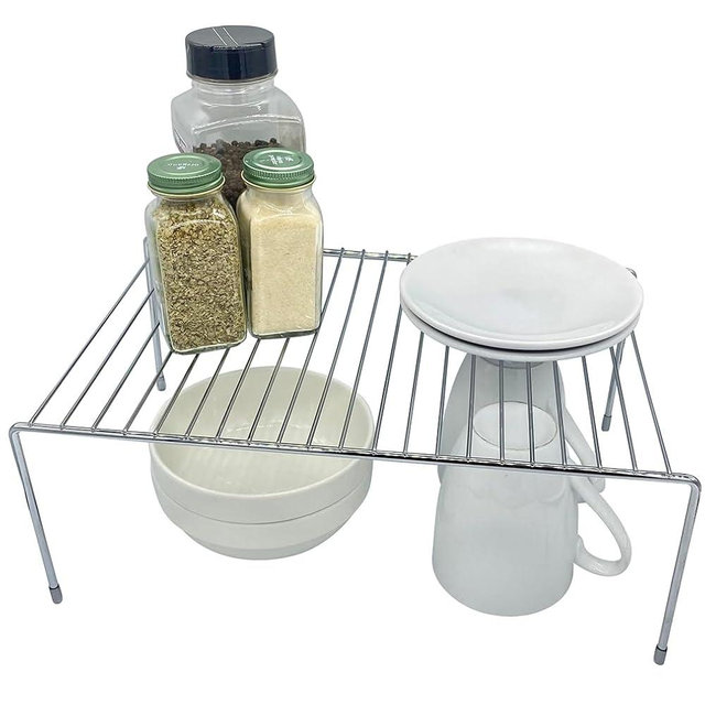 Evelots Kitchen Cabinet Wire Shelf Organizer/Rack - 4 Pack Sturdy Large Metal Shelf Risers - Double Your Counter Space - Great for Kitchen, Freezer, Pantry and Bathroom - Rustproof - Chrome
