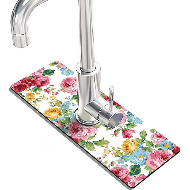 Kitchen Sink Splash Guard Faucet Mat -1 PC Super Absorbent Fast Drying Mat Sink Gadgets-Splash Guard Behind Faucet Drip Catcher for Kitchen, Bathroom,Sink Mat, Dish Drying Mat, Bathroom(15" X 5.5" )