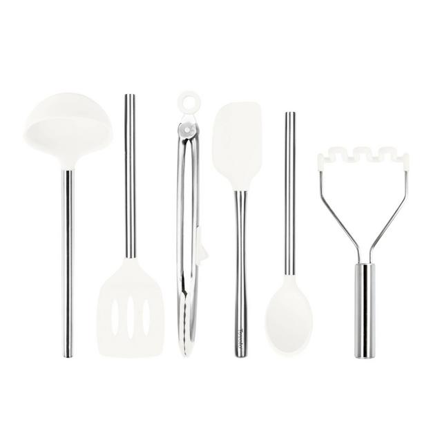 Tovolo 6pc Silicone and Stainless Kitchen Utensil Set White