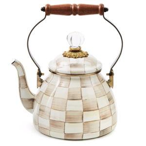 MacKenzie-Childs Mocha Check 2 Quart Tea Kettle