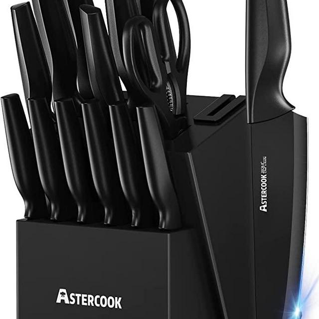 Yatoshi 12 Piece White Knife Block Set - Pro Kitchen Knife Set Ultra Sharp  Hi