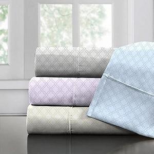 Laundry By Shelli Segal® 300-Thread- Count Winding Ogee Cotton Sateen Queen Sheet Set in Blue