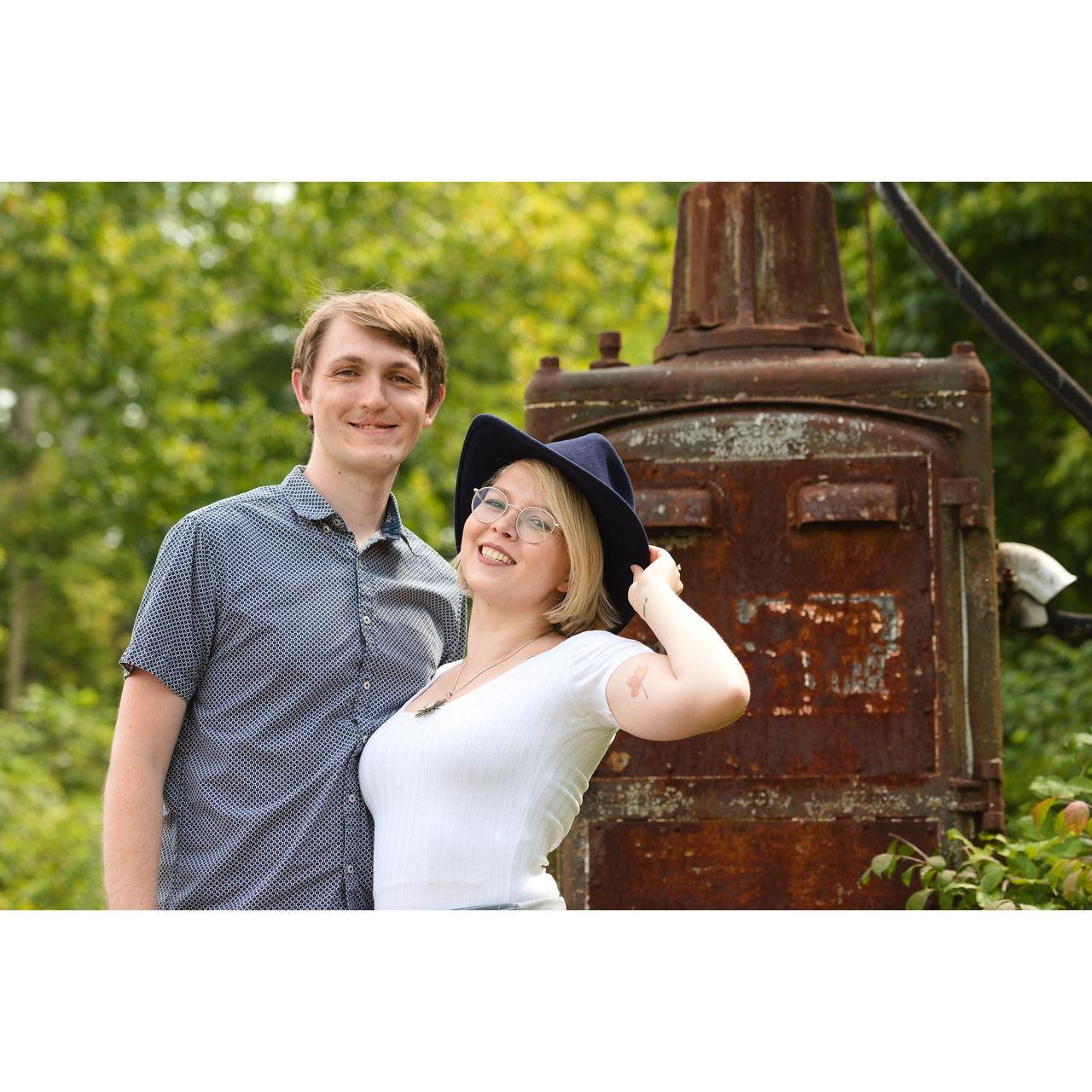 Engagement pictures at the railroad track in Nate's hometown.
