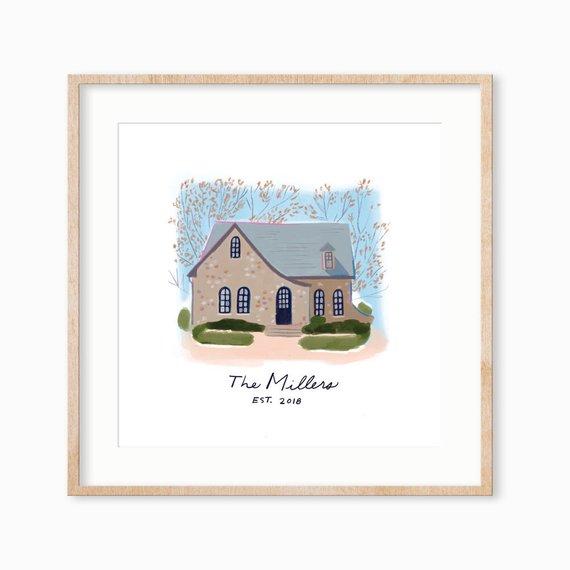 Custom House Portrait - House Warming Gift, Wedding Gift, House Illustration