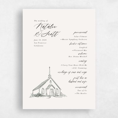 Forest, Green Wedding Program - Chapel
