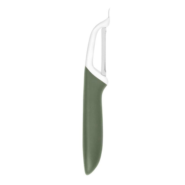 Tovolo Vegetable Peeler with Ultra Sharp Stainless Steel Swivel Blade Non Slip Handle, Multi Functional Dishwasher Safe Kitchen Wide Ribbon Potato Peeler for Fruit Veggies Carrots Apples, Thyme Green